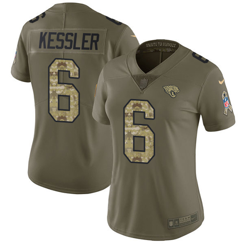 Nike Jacksonville Jaguars #6 Cody Kessler Olive Camo Women Stitched NFL Limited 2017 Salute to Service Jersey->women nfl jersey->Women Jersey